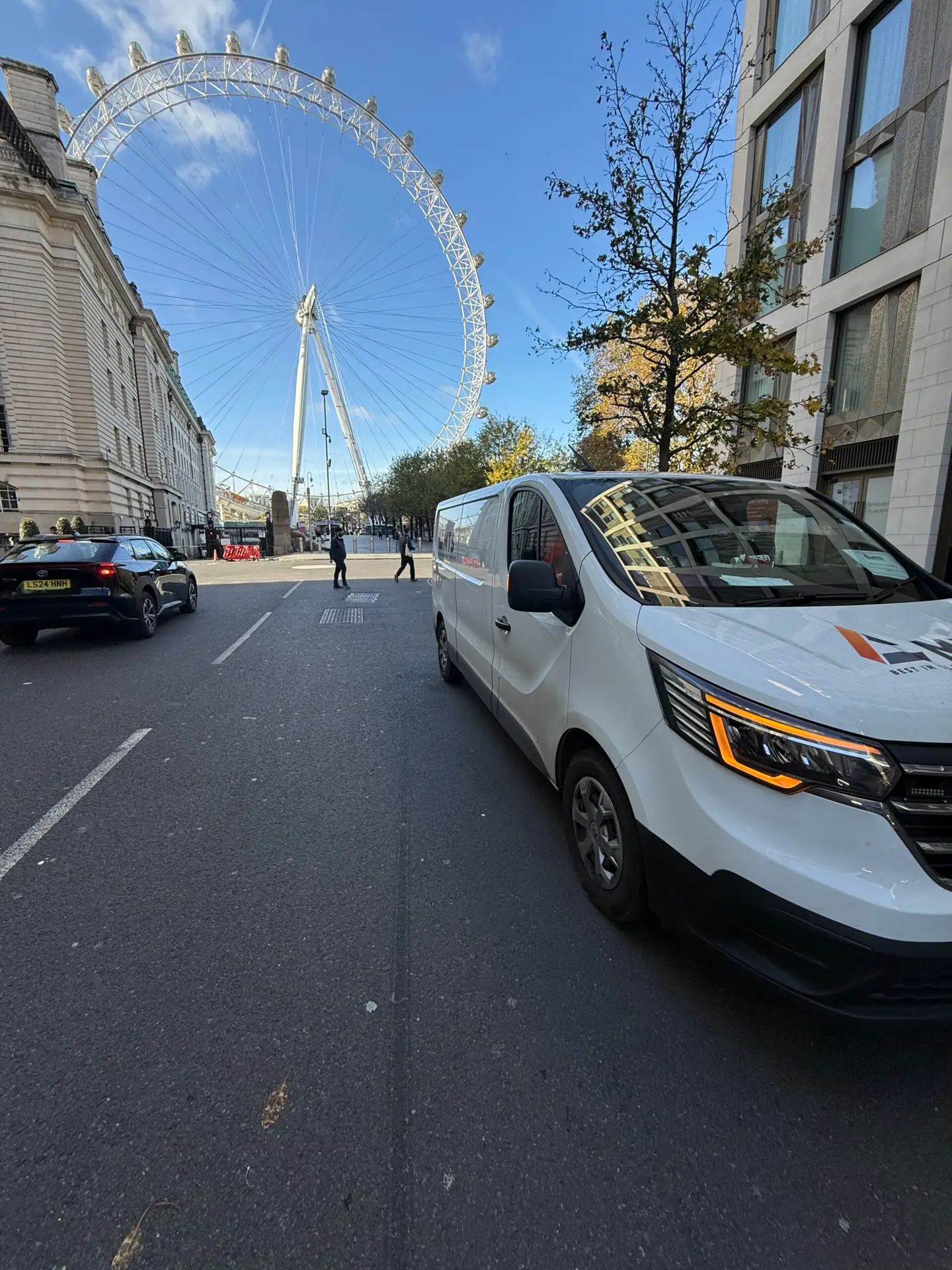 MTS-Courier - short wheel base van parked by the London eye after making a important Same Day Delivery