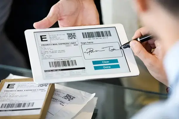 MTS-Courier signing for there dedicated same day delivery