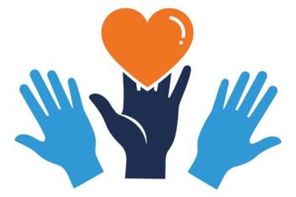 hands-reaching-for-orange-heart-symbol-on-white-background-icon-vector
